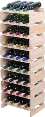 Produktbild von Weinregal VINOTECA FLEX PRO | HxBxT 121x46x28cm | 36 Flaschen auf 9 Ebenen | Massives Kiefernholz | Natur unbehandelt