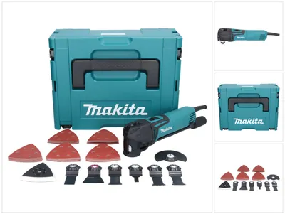 Zdjęcie produktu dla Narzędzie wielofunkcyjne Makita TM 3010 CX3J 320 W OIS / Starlock + 59-częściowy zestaw akcesoriów + Makpac