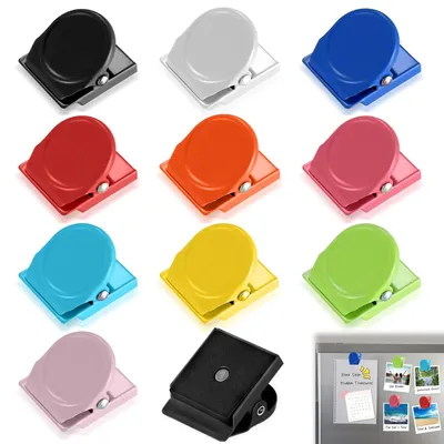 Produktbild von 10 bunte Magnetclips für Kühlschrank und Whiteboard