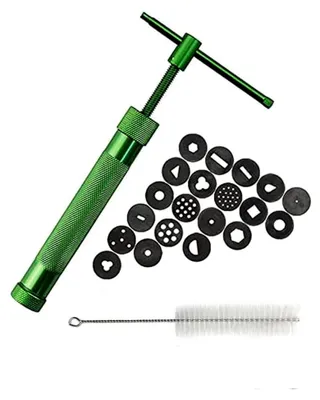 Produktbild von Edelstahl Extruder für Zuckerpaste mit 20 Formen, Dekorationswerkzeug für Backen, Grün