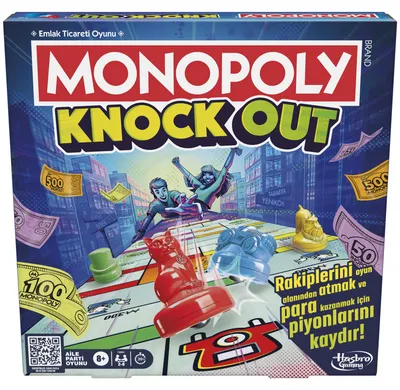 Produktbild von Hasbro Monopoly Knockout Brettspiel für Familienfeiern - türkische Version