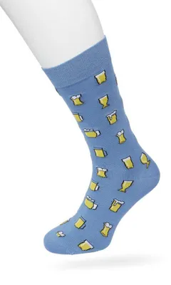 Produktbild von Bonnie Doon Herrensocken mit Bierglas-Print, Größe 40/46, Blau – Motivsocken – Bier – Geschenksocken – Weiche Baumwolle mit glatter Zehennaht – Bequem – Perfektes Geschenk – Coronet Blue – BT992128.187