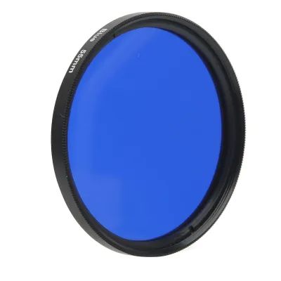 Image de 55 Mm Filtre rond couleur pour appareil photo 55 mm, Filtre numérique coloré en verre optique, Filtre haute définition pour appareil photo(Bleu)
