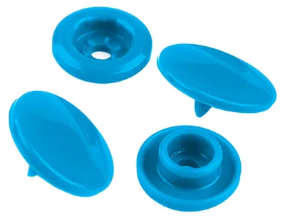 50 Set farbenfrohe Druckknöpfe rund 12mm aquablau