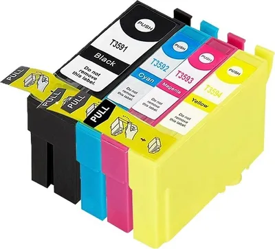 Image de 4 cartouches d'encre compatible T35XL Noir, Cyan, Magenta, Jaune pour Epson WorkForce Pro WF-4720, WF-4725, WF-4730, WF-4735, WF-4740