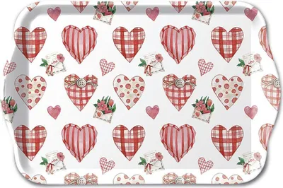 Produktbild von Serviertablett aus Melamin Herzen Blumen Valentinstag Muttertag Liebe Tray melamine 13x21 cm Lovely hearts
