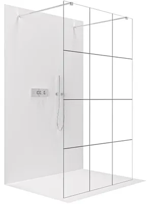 Imagen del producto de CERANO - Mampara de ducha Walk-in Onyx Duo L/P - 8 mm - perfil cuadrado - cromo, vidrio templado - 90x200 cm