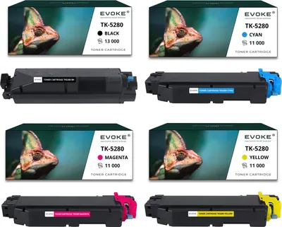 Produktbild von 4x Toner für Kyocera TK5280K-TK5280B TK5280K CMYK = Schwarz + Blau + Rot + Gelb | Ersatz für M6235cidn M6635cidn P6235cdn