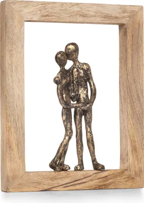 Image de Moritz Sculpture Je t'aime | Couple d'amoureux | Couple | 23 x 3 x 30 cm | Figurines Décoration moderne | Cadre à suspendre