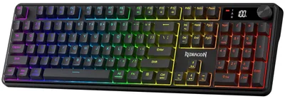 Obrázok produktu pre Bezdrôtová klávesnica s membránovými tlačidlami, RGB LED displej, 104 kláves, rozloženie QWERTY, model K526 PRO, čierna farba