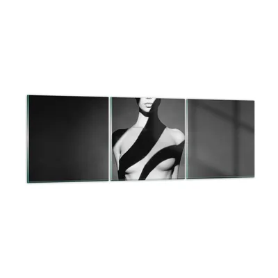 Produktbild von Bilder auf glas - 3 Teile - Nackt Frau Fotografie - 90x30cm - Glasbilder - Wandbilder - Bilder - zum Aufhängen bereit - Wanddekoration aus Glas - Glas Bilder - Wandbild auf Glas - GCA90x30-4221