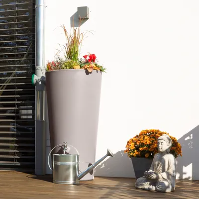 Produktbild von Regentonne taupe RAINBOWL FLOWER 150 Liter bepflanzbar