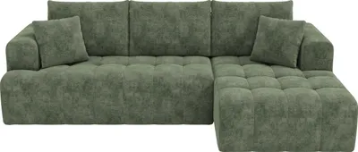 Produktbild von Merax L-förmiges 3-Sitzer Ecksofa, Modulares Cloud-Sofa, Chenille Soffa, mit 5 Kissen, für Wohnzimmer, keine Montage erforderlich, Rahmenlos, Grün