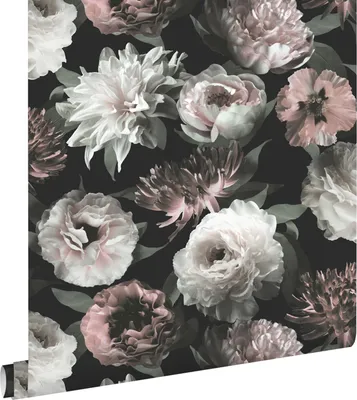 Zdjęcie produktu dla ESTAhome Tapeta kwiaty czarnym,białymIdelikatnego różu 53 cm x 10.05 m