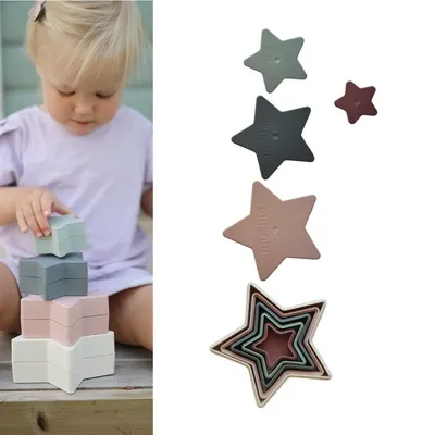 Zdjęcie produktu dla Mushie baby pegging game pegging cup stacking tower stars Nesting Star 6-36 miesięcy (Original)