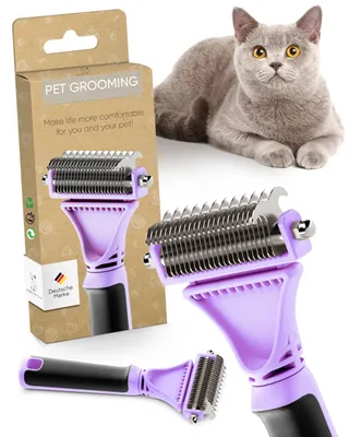 Immagine prodotto di Spazzola per gatti, ideale per rimuovere il sottopelo, con setole in acciaio inossidabile e manico ergonomico