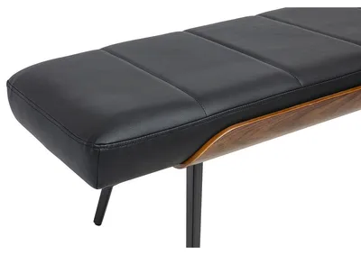 Produktbild von Miliboo - Schwarze Bank, dunkles Holz und schwarzes Metall L123 cm ELIOR