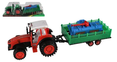 Produktbild von Traktor mit Anhänger und 52-cm-Kunststoff-Rotavator mit Schwungrad, 2 Farben, im Blister