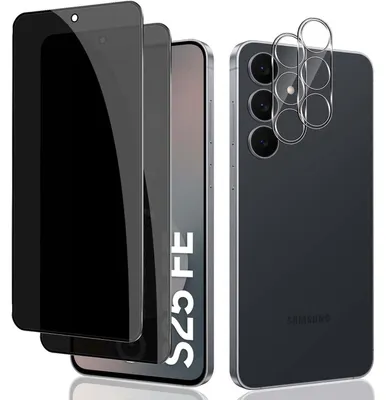 Immagine prodotto di Pellicola protettiva per Samsung Galaxy S25 FE, 2 protezioni per lo schermo e 2 protezioni per la fotocamera, durezza 9H, protezione della privacy anti-sbirciamento