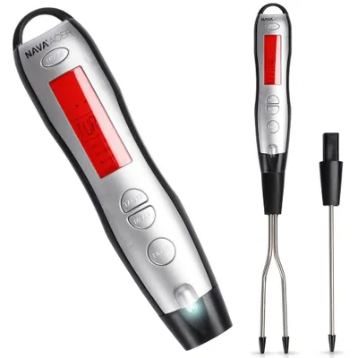 Immagine prodotto di NAVA termometro digitale Termometro da cucina Termometro per barbecue Termometro per arrosti Termometro per carne con forchetta e spiedino ACER 38,5 cm