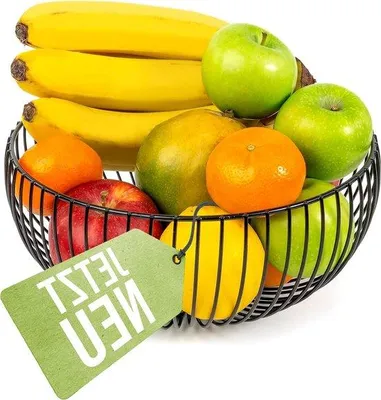 Image de Coupe à fruits de haute qualité dans un style moderne pour les légumes et les fruits - coupe à fruits et corbeille à pain - Décoration cuisine et maison noir