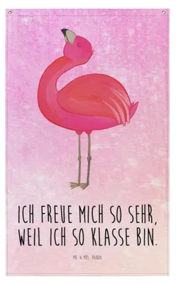 Produktbild von Mr. & Mrs. Panda Wandteppich Flamingo Stolz - Aquarell Pink - Geschenk, Hängedeko, Gobelin, Wandbehang, Mama, Schwester, Wandbild, Freundin, Tapestry