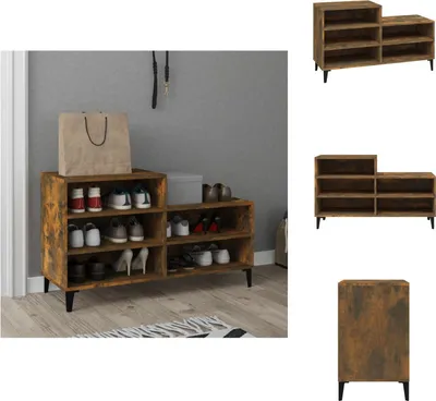 Obrázek produktu pro vidaXL Botník kouřový dub 102x36x60 cm materiál na bázi dřeva - Botníky a skříně