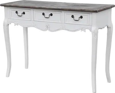 Produktbild von OXM Konsole Rimini Weiß / Dunkelbraun mit weißer und grauer Reibung 110 x 78 x 40 cm