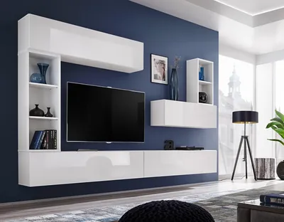 Produktbild von Modern Wohnwand Regal Wohnzimmer TV-Ständer Holz Designer Wand Regale