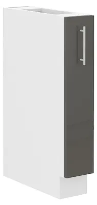 Produktbild von Küche Lara Grau Hochglanz Unterschrank 15 cm Schrankauszug Küchenschrank Küche