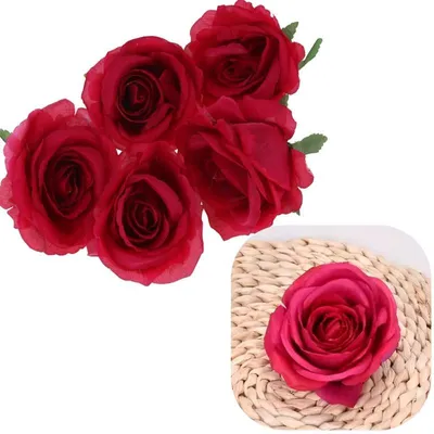 Produktbild von Künstliche Rosenköpfe, 5 Stück, Dunkelrosa