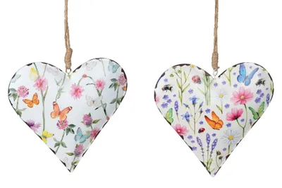 Produktbild von 2er Set Dekohänger Herzen BLUMENWIESE D. 15cm aus Metall Formano WA