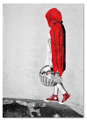Immagine prodotto di Giallobus - Cappuccetto Rosso - Banksy - 100L x 140l cm - Quadro - Vetro acrilico