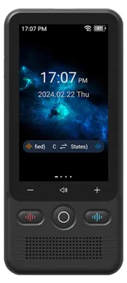 Image de Appareil de traduction portable prenant en charge 138 langues, traduction vocale, traduction hors ligne, interprétation simultanée, traduction de textes et de photos, enregistrement vocal et vidéo avec conversion d'unités et fonction de chat (GPT). Langues prises en charge : chinois, anglais, japonais et coréen.