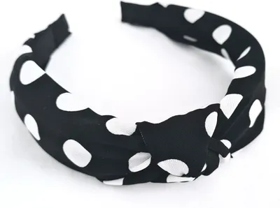 Produktbild von Haarreifen gepunktet Breit Haarreif Schleife Knoten Haarspange Turban Schwarz