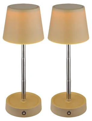 Produktbild von 2x LED Tischleuchte, Touchdimmer, USB, Akku, sandfarben