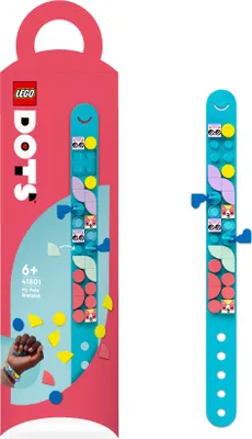 Produktbild von LEGO 41801 DOTS Tier Armband, Schmuck-Bastelset, kreatives DIY Spielzeugset im Kätzchen und Corgi Thema für Mädchen sowie Jungen, kleines Geschenk