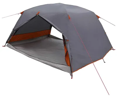 Image de Tente de randonnée vidaXL grise et orange pour 4 personnes