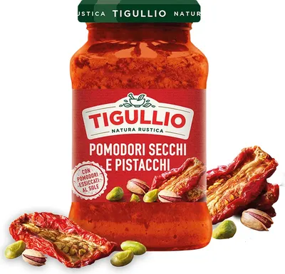 Produktbild von 12x Star Tigullio Pesto Pomodori Secchi e Pistacchi Getrocknete Tomaten und Pistazien Kochsauce - Pastasauce 185g