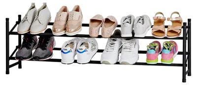 Produktbild von Loft Schuhregal aus Metall - Schmales, offenes Regal für bis zu 10 Paar Schuhe - Ausziehbar, stapelbar, stabil - Matt schwarz