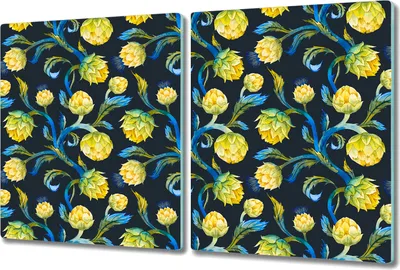 Produktbild von Glas Schneidebrett Herdabdeckplatten Schneideplatten - 2x 40x52 cm - stil Artischocke