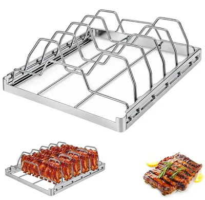 Image de Supports pour brochettes de côtes, en acier inoxydable, pour barbecue