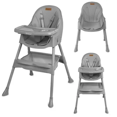 Produktbild von Kidwell TINTO 2-in-1 Kinderhochstuhl - mitwachsender Hochstuhl & Kinderstuhl, klappbar, Doppeltablett, ab 6 Monaten bis 6 Jahre, Grau