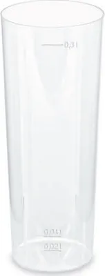 Produktbild von 20x Mehrwegbecher Longdrink transparent PP Eichstriche 2 cl 4cl 0,3l