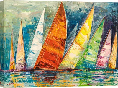 Immagine prodotto di Stampa su tela, Barche a vela - Luigi Florio, Vele colorate - 120x90 cm