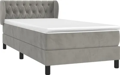 Produktbild von vidaXL Boxspringbett mit Matratze Hellgrau 90x200 cm Samt