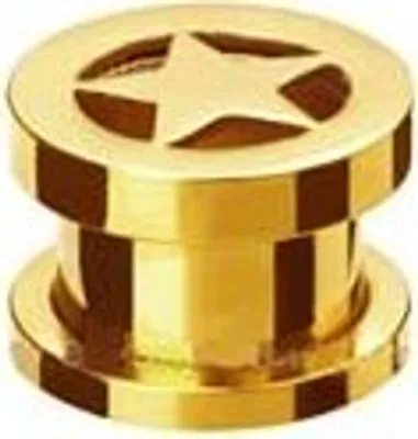Produktbild von Ohr Flesh Tunnel Piercing Stern Gold Screw on 8mm