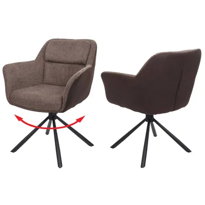 Zdjęcie produktu dla zestaw 2 krzeseł do jadalni HWC-K33, krzesło kuchenne Krzesło, obrotowa pozycja automatyczna, tkanina MVG ~ imitacja skóry , brązowo-ciemnobrązowy