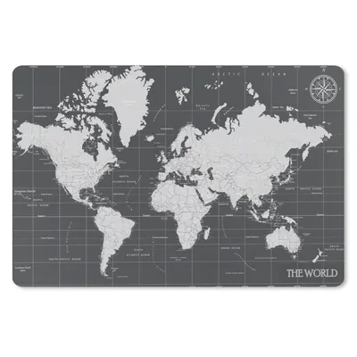 Obrázok produktu pre Podložka pod myš - Mapa sveta - Čiernobiela - Svet - 27x18cm - Rohožka pod myš