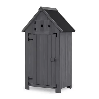 Immagine prodotto di Casetta da giardino resistente alle intemperie Casetta per attrezzi in legno 65 x 46 x 137 cm IG10 grigio